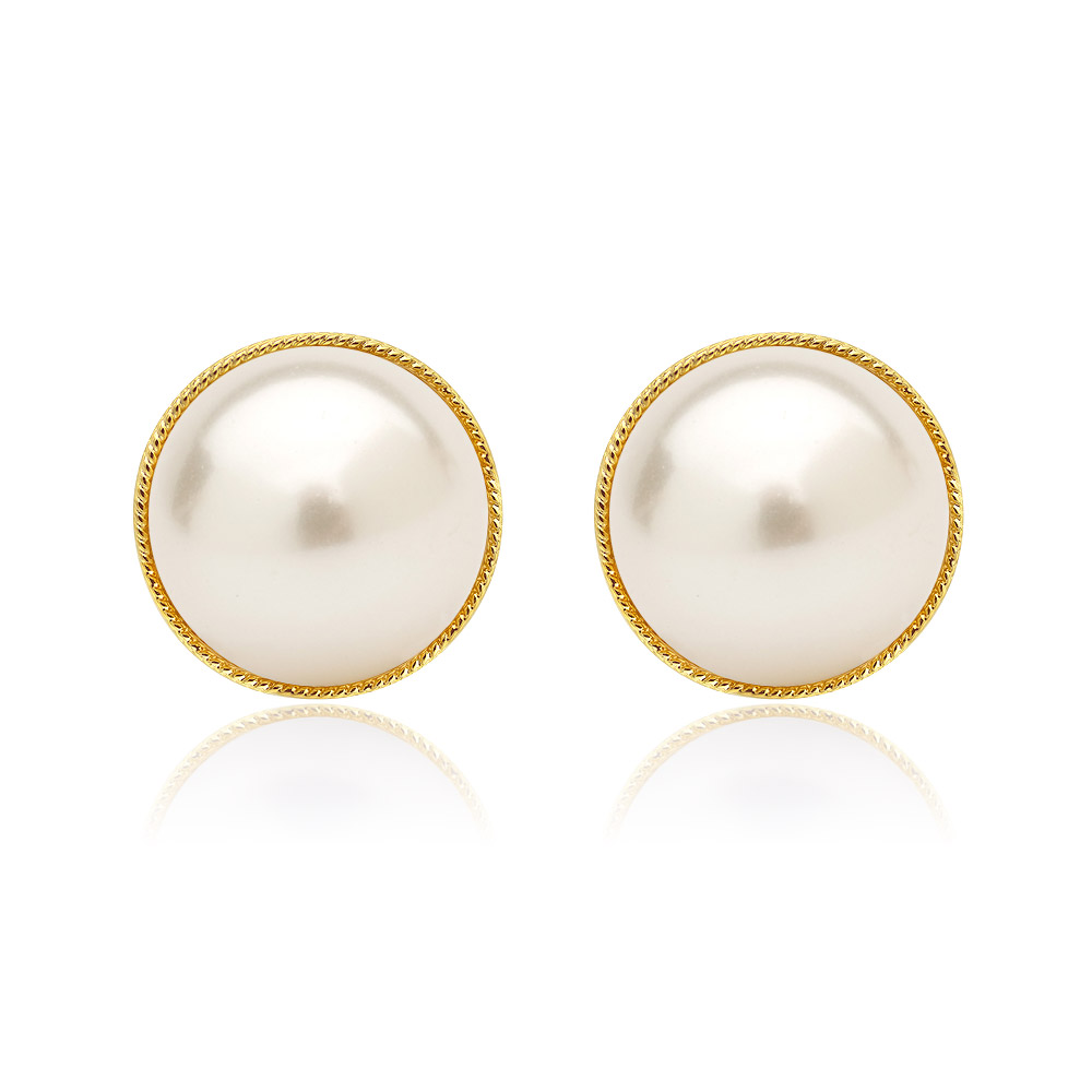 Imitation Half Pearl Button Earrings
